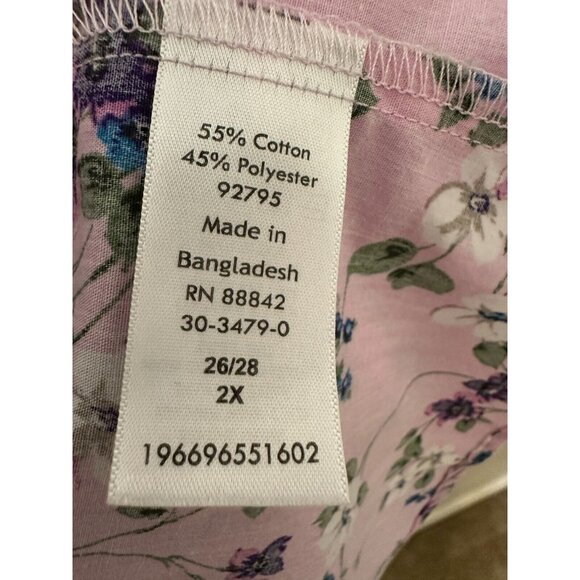 Woman Within Floral Button Up Collared Top Sz 2X Spring Bloomcore Easter Travel - Picture 4 of 14